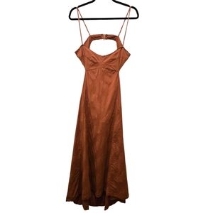 Free People Bohemian Inma Midi Dress Copper / Burnt Orange Made in India Sz M